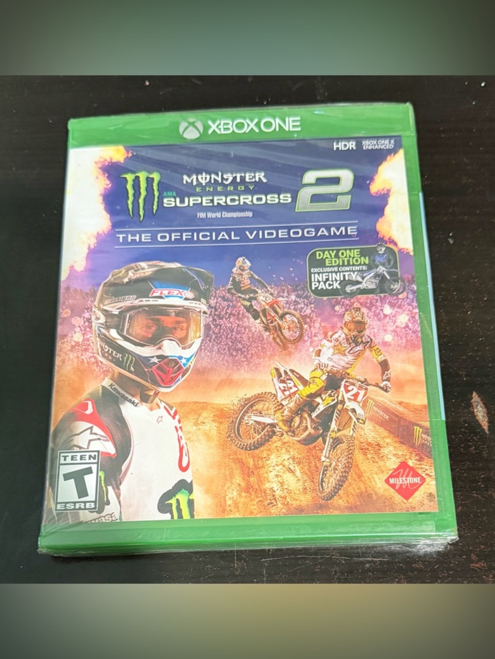 Monster Energy Supercross 2 Xbox One Video Game - Green factory sealed.